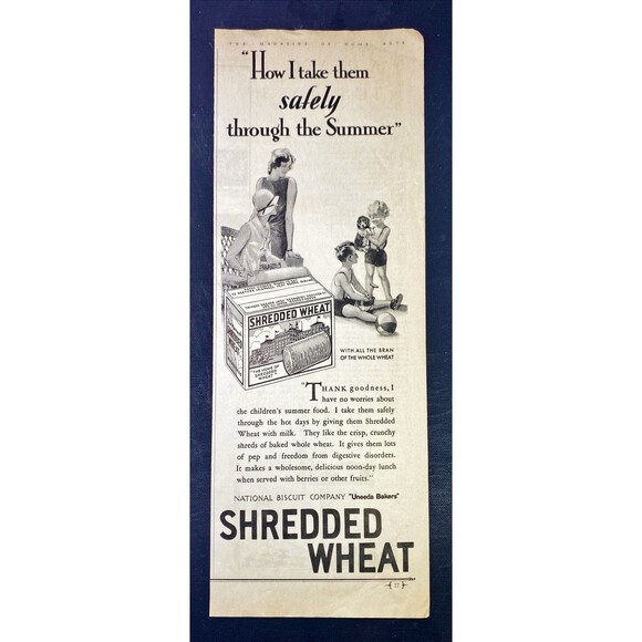 Shredded Wheat Cereal "How I take them safely through the Summer" Print Ad 1931 - Picture 3 of 3